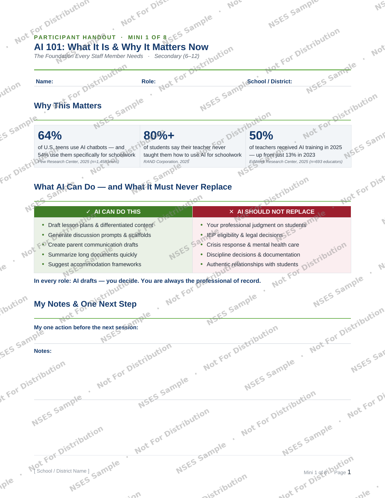 Participant handout preview