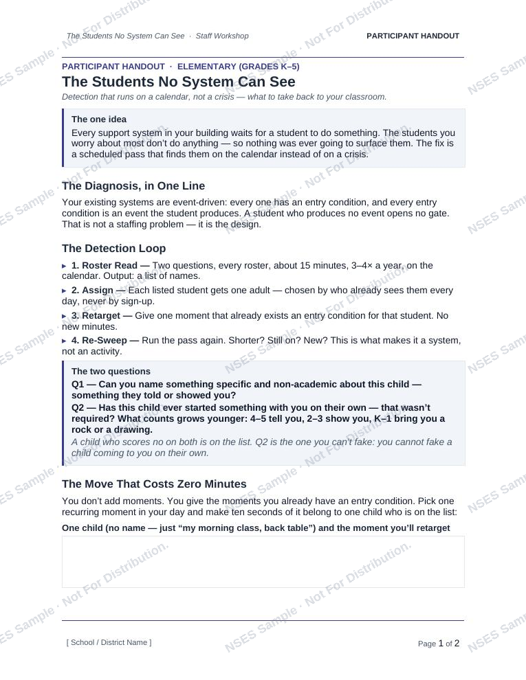 Participant handout — the one-page take-away.