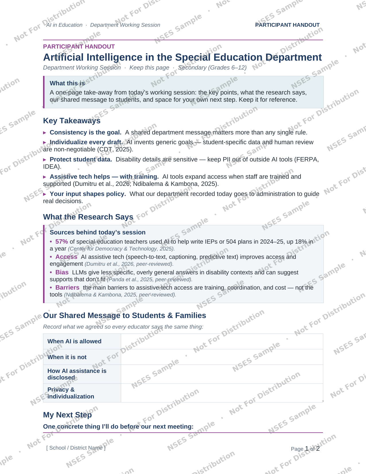 Participant handout preview