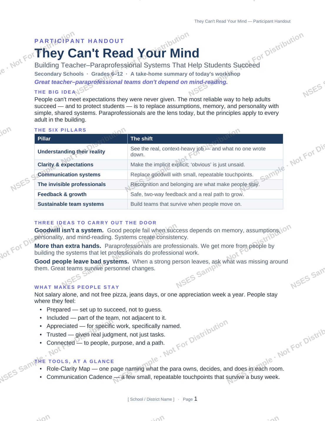 Participant handout preview