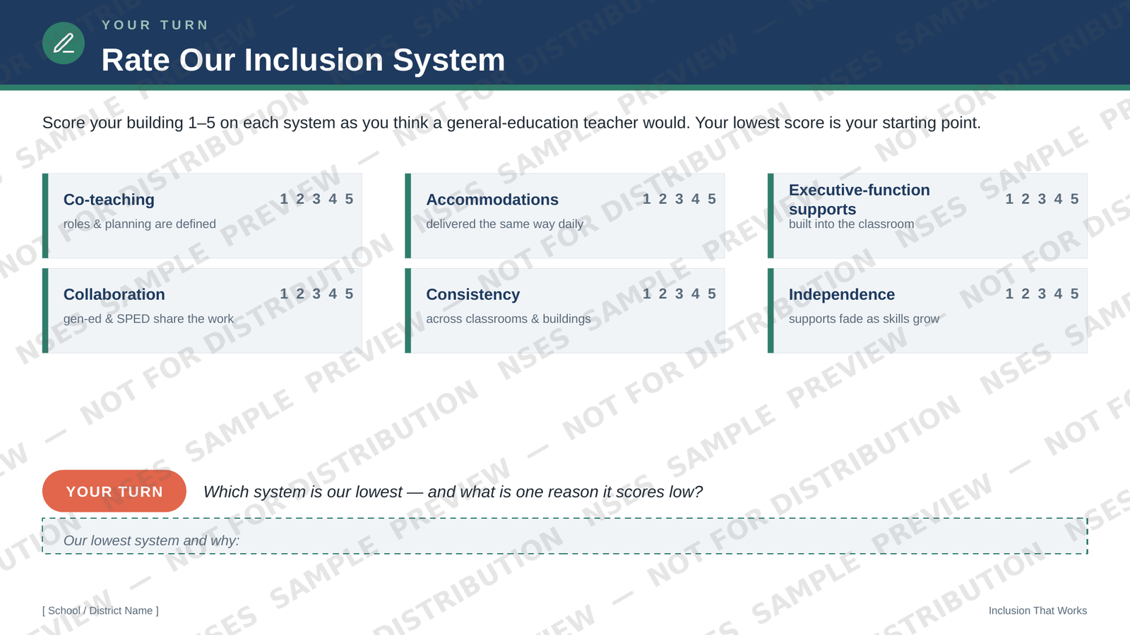 Sample staff activity slide