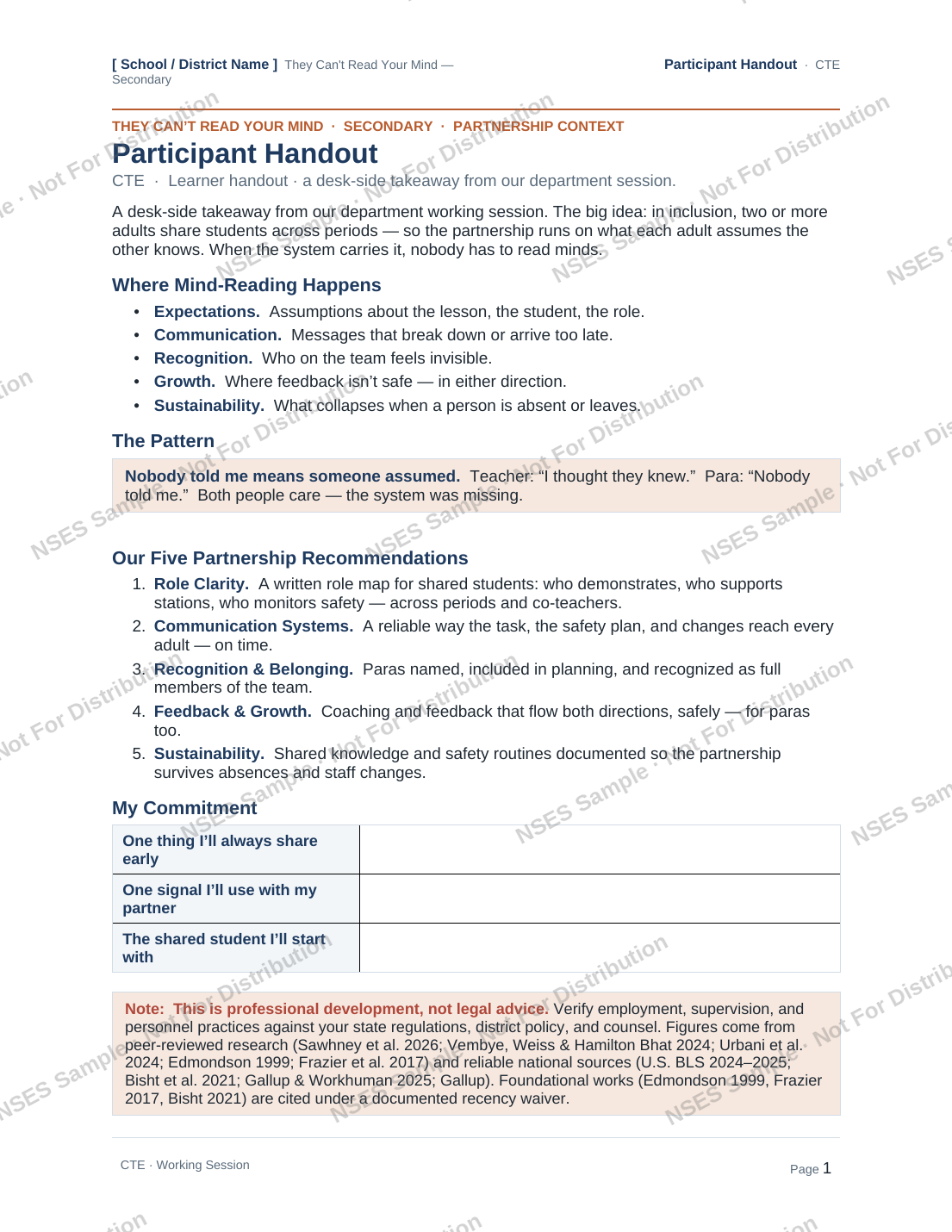 Participant handout preview