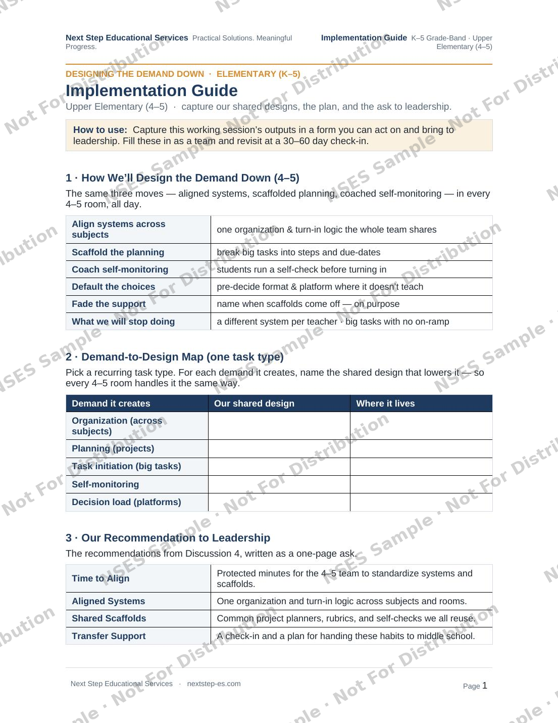 Implementation guide — the rollout steps.