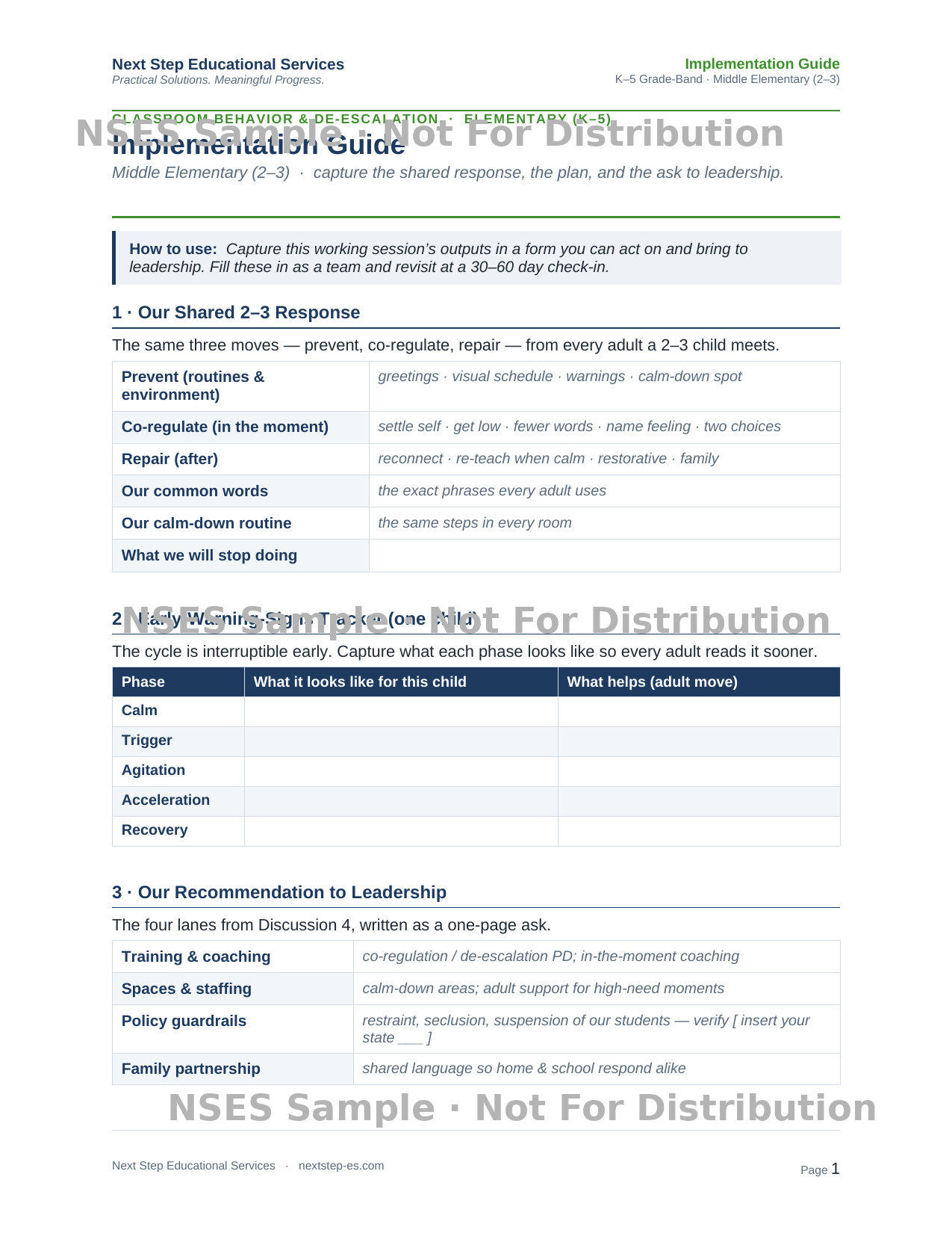 Middle Elementary Implementation Guide preview