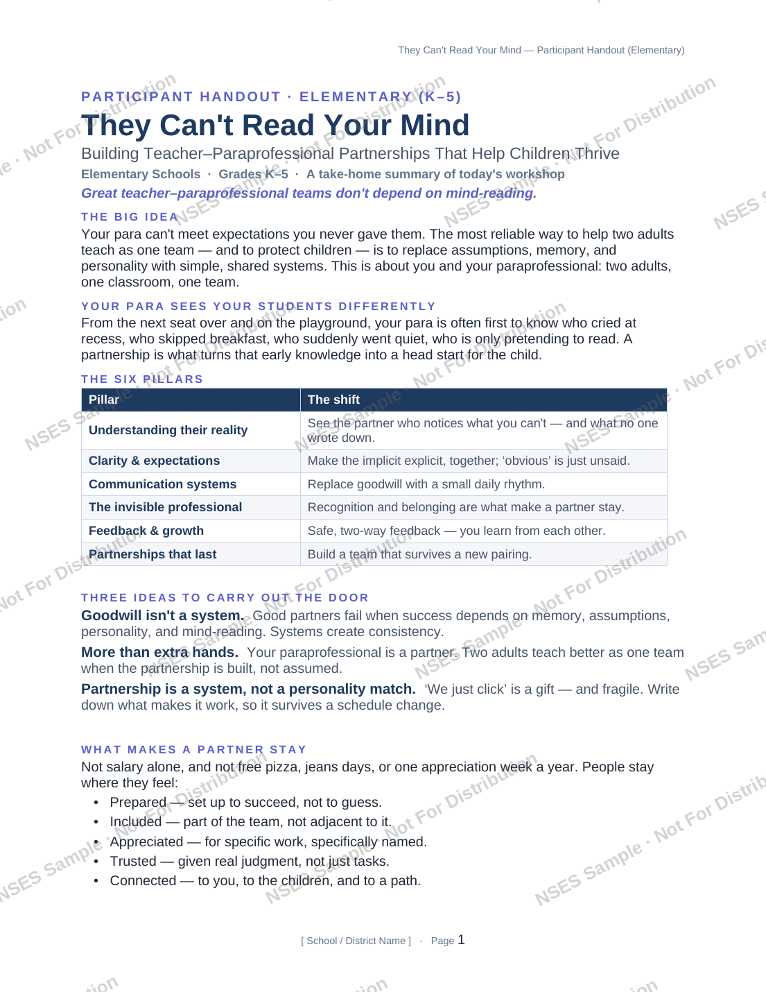 Participant handout preview