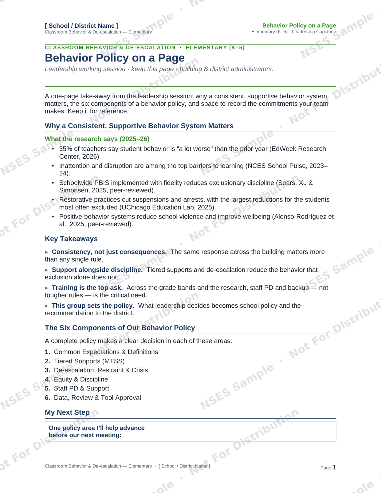Behavior policy on a page