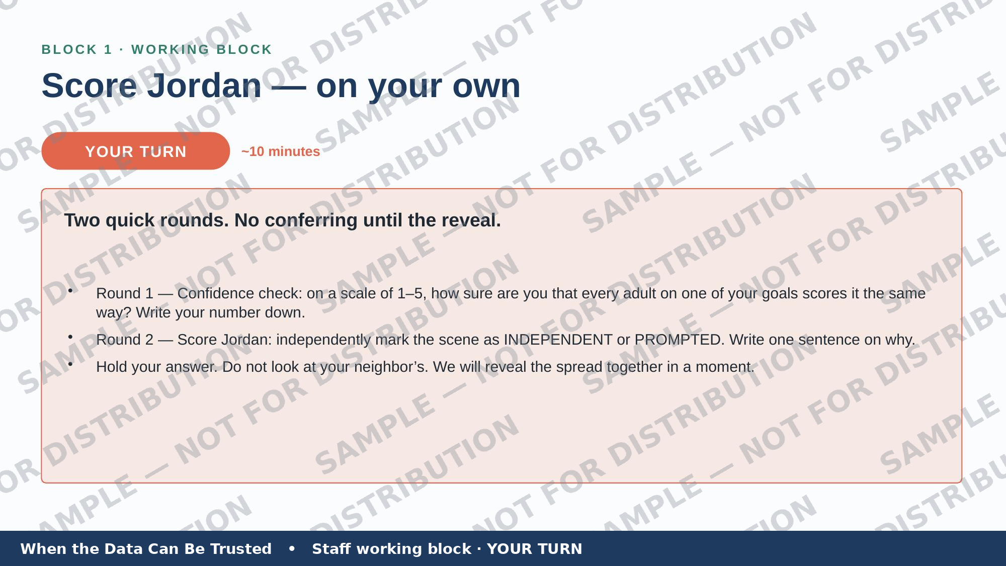 Staff working block preview — Score Jordan on your own