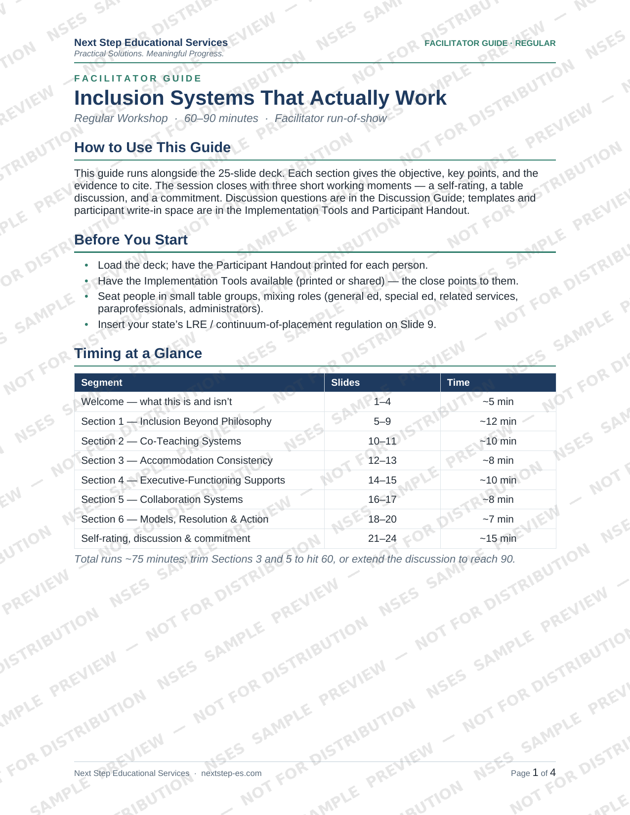 Sample page from the companion facilitator guide