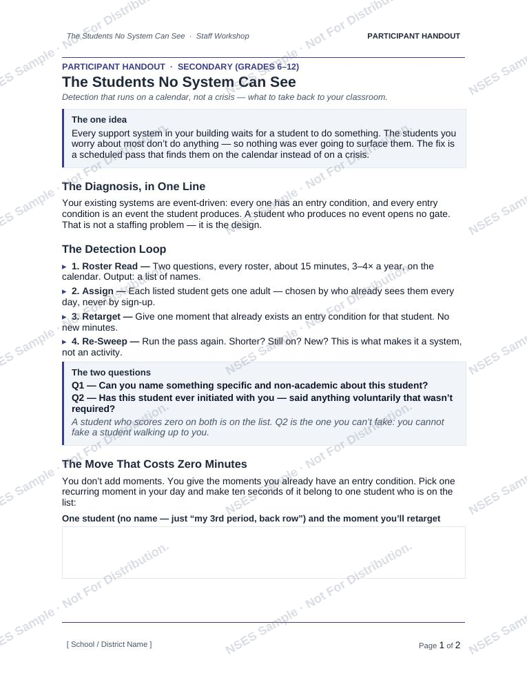 Participant handout — the one-page take-away.
