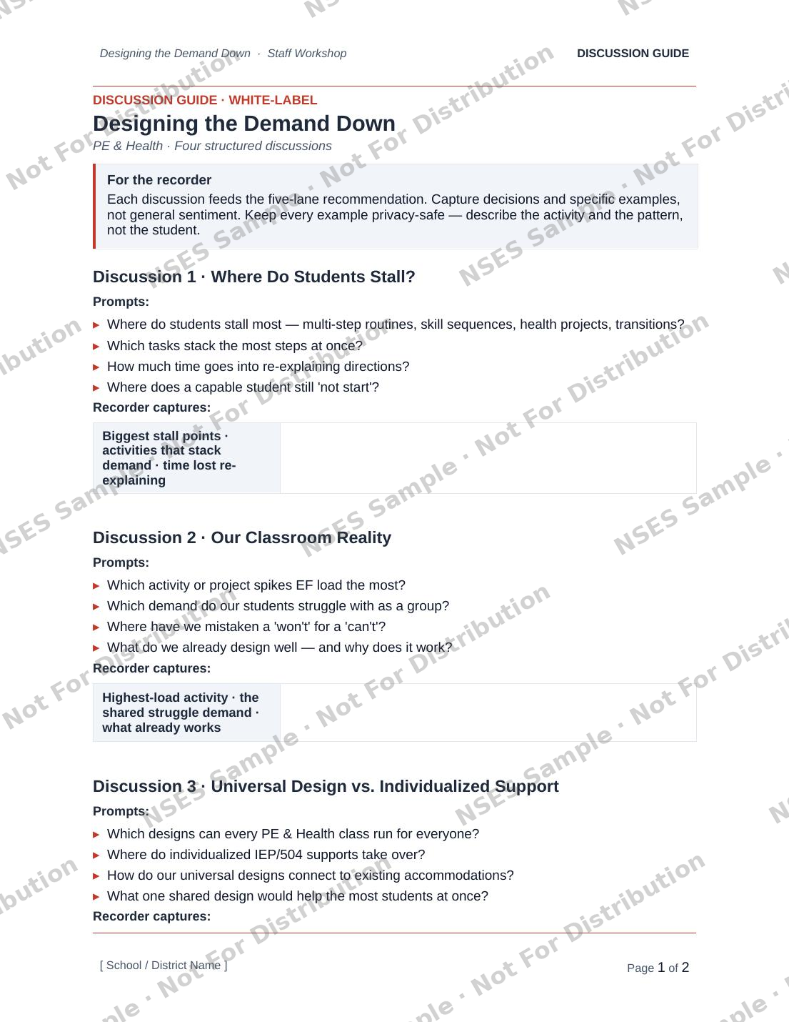 Discussion guide — prompts for each part.