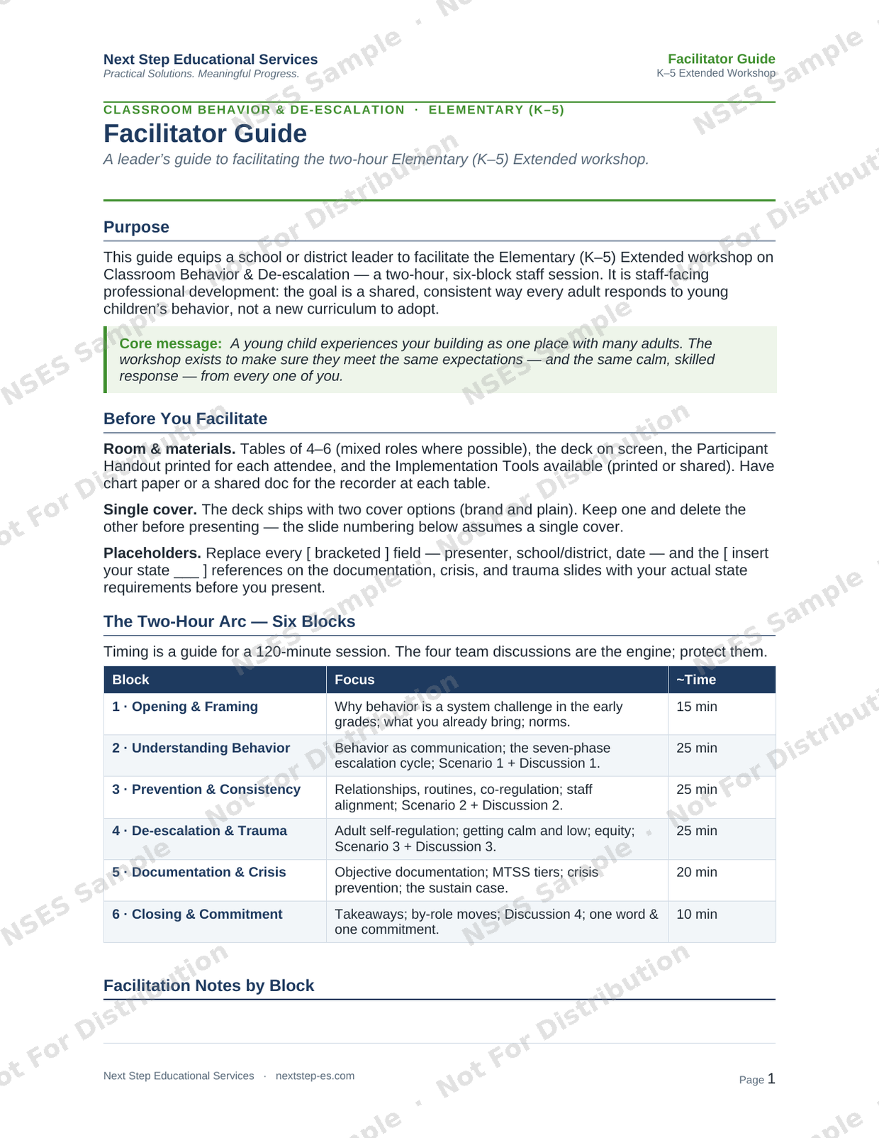 Facilitator guide page