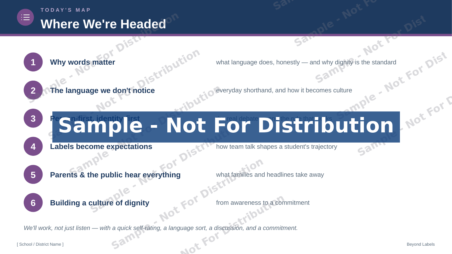 Beyond Labels — today's map agenda