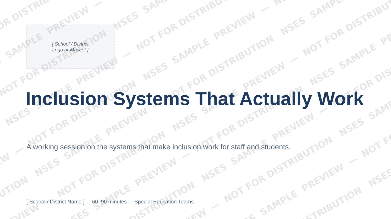 Sample title slide from Inclusion Systems That Actually Work