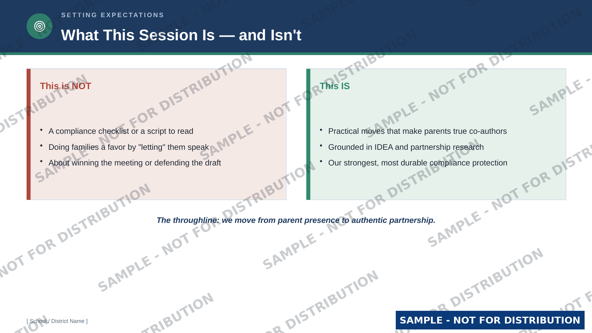 Partnership Over Presence — scope slide preview