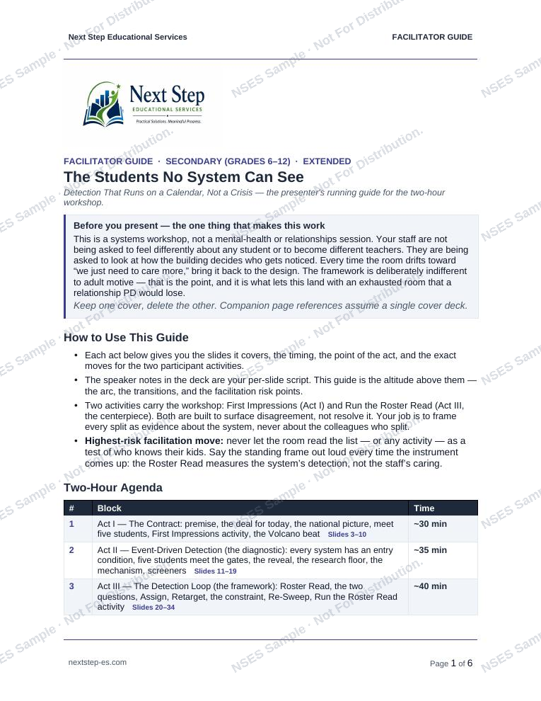 Facilitator guide — session flow and talking points.