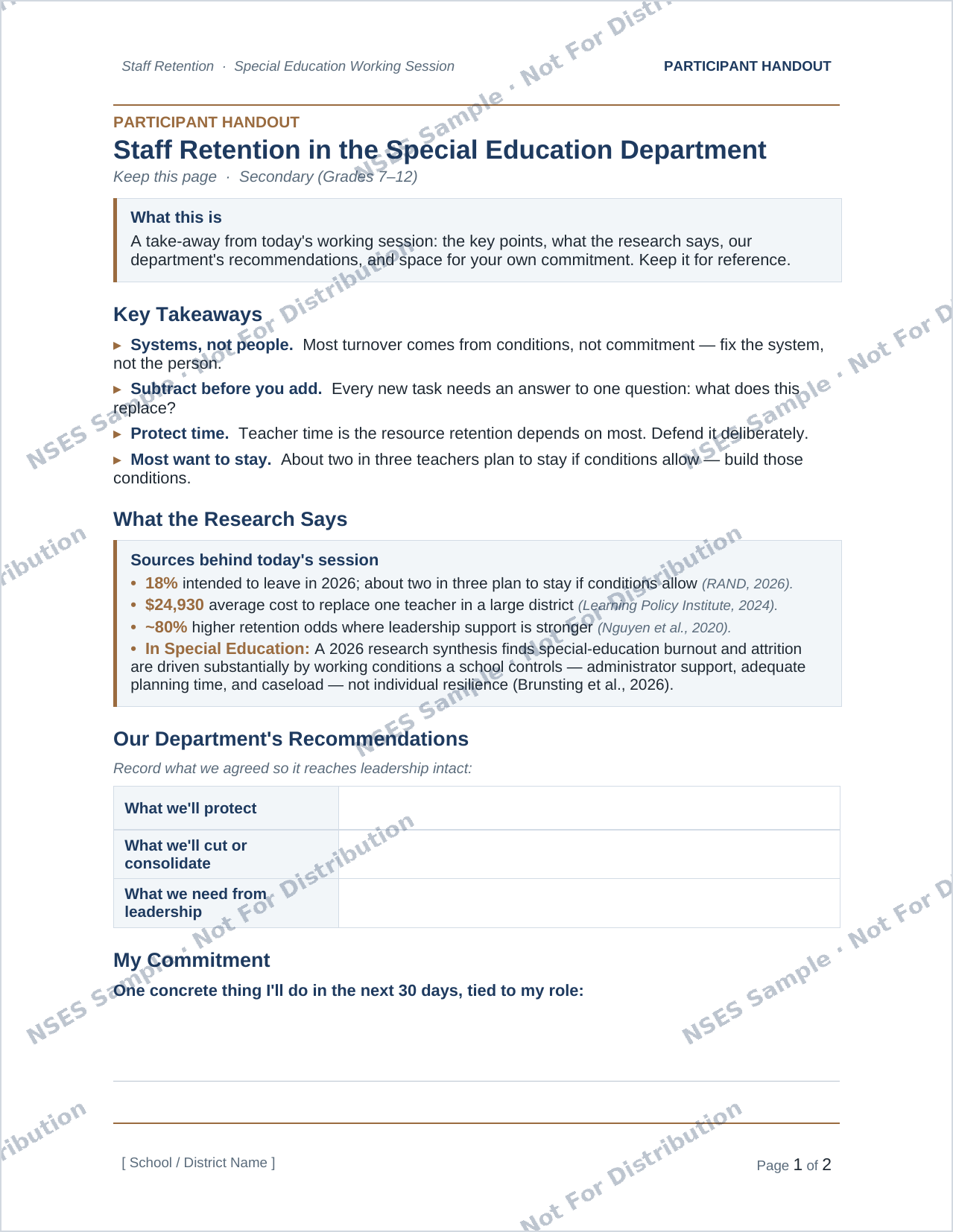 Participant handout preview