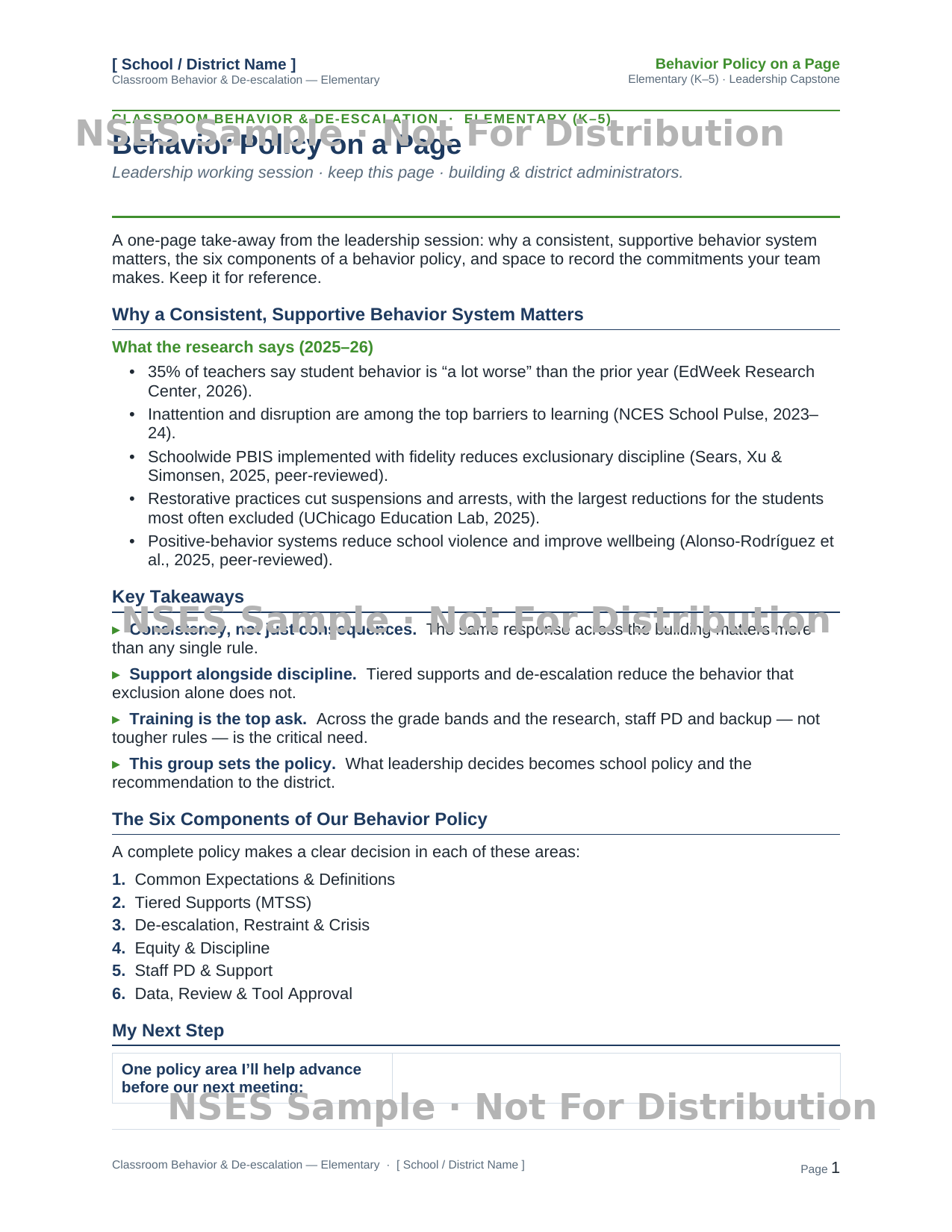 Administration Policy on a Page preview