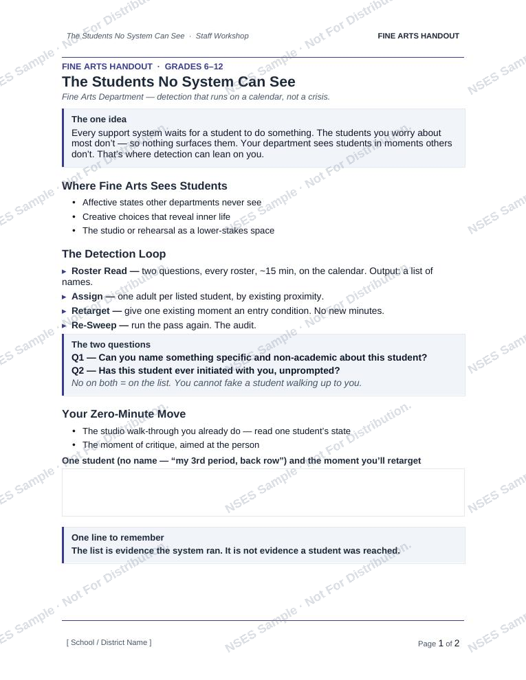 Participant handout — the one-page take-away.