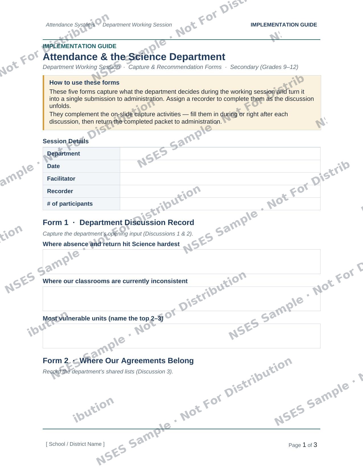 Science Department Implementation Guide preview