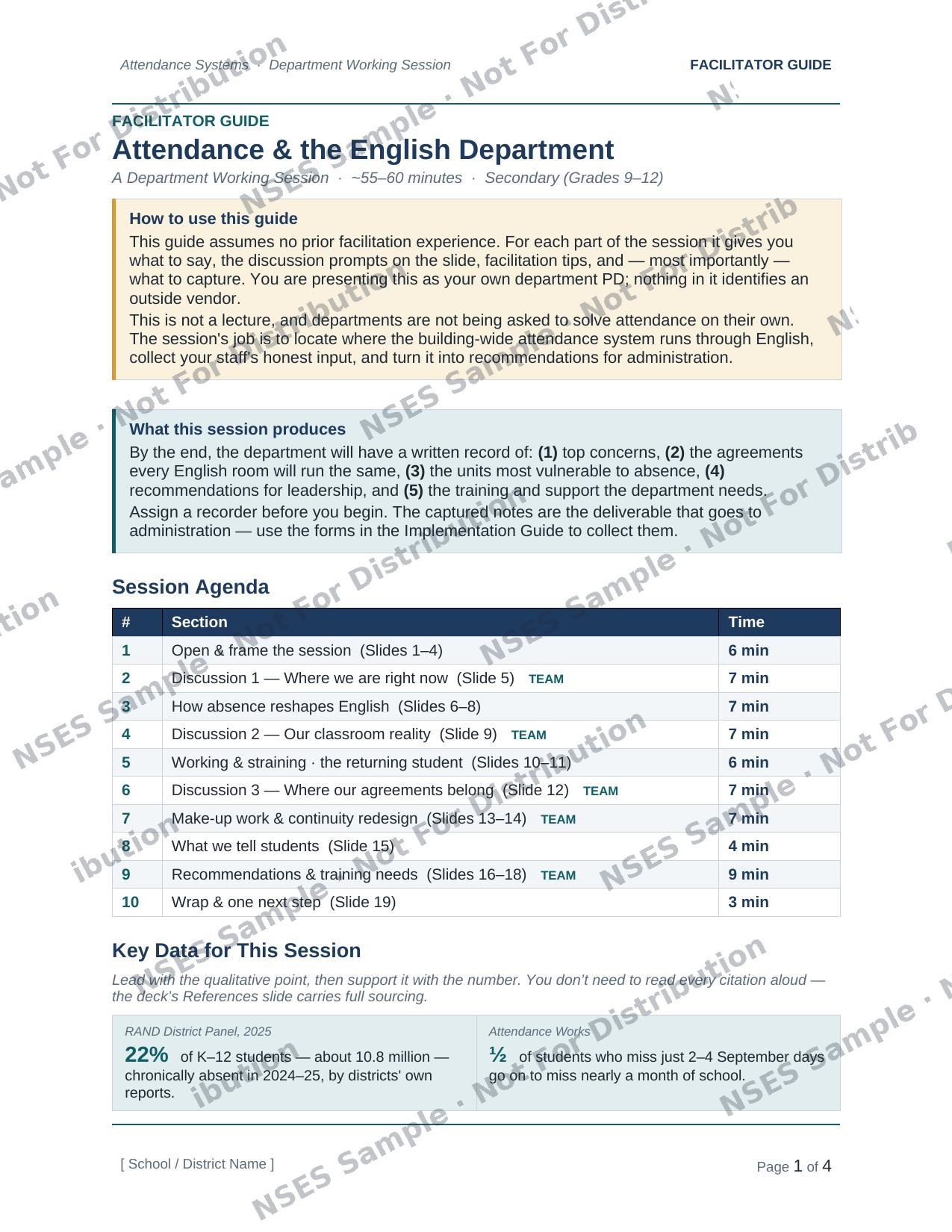 English Department Facilitator Guide preview