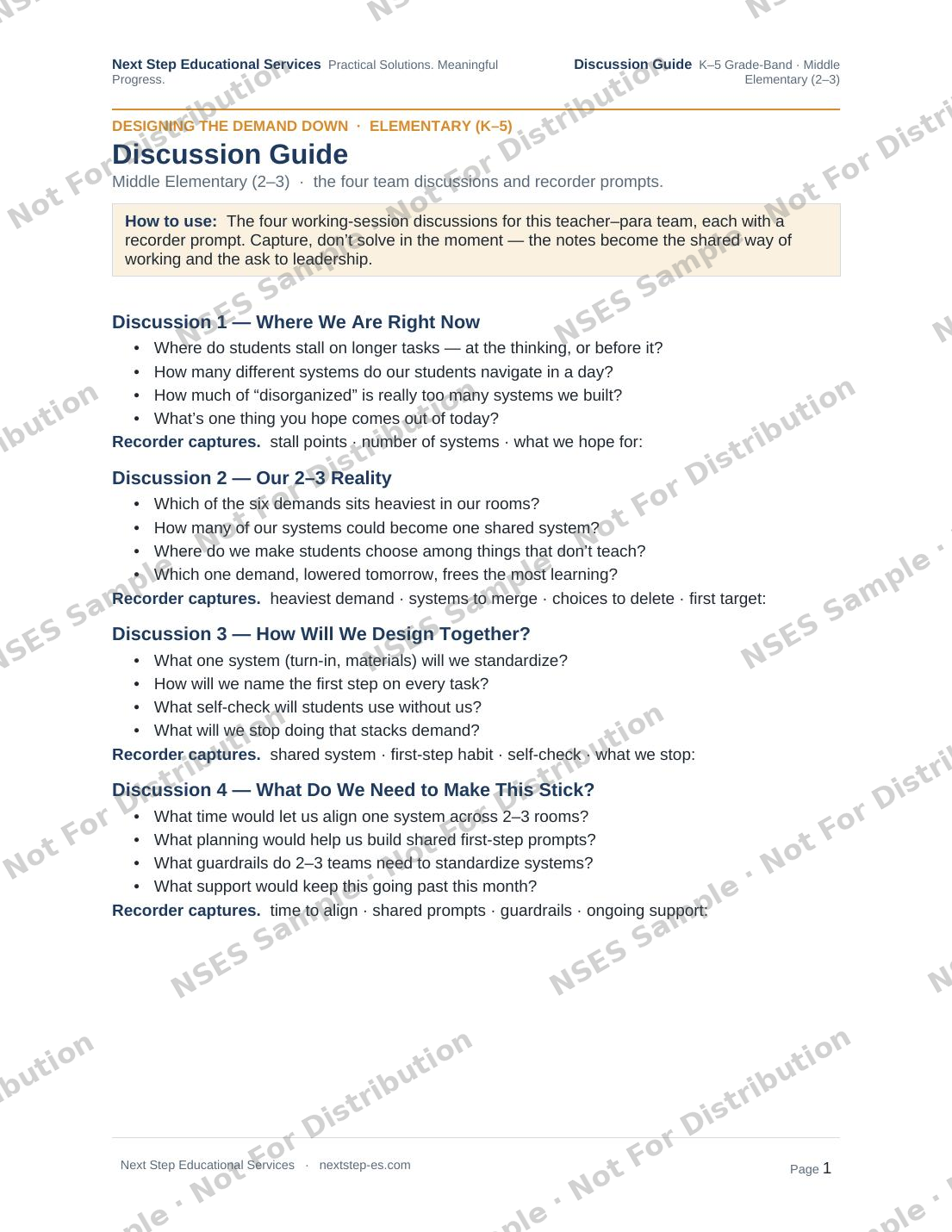 Discussion guide — prompts for each part.