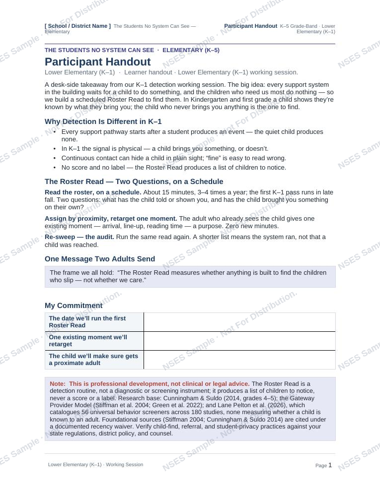 Participant handout — the one-page take-away.